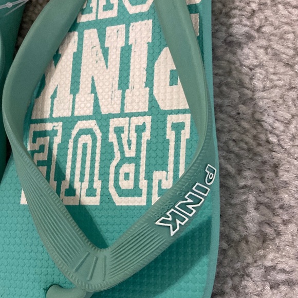 Victoria's Secret PINK Aqua Flip Flops with White Accents - Picture 3 of 5